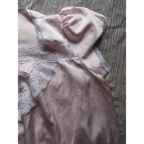 Jaclyn Smith VINTAGE Light Pink Lace Trim Nightgown Mid Length Cap Sleeve L - Picture 6 of 10